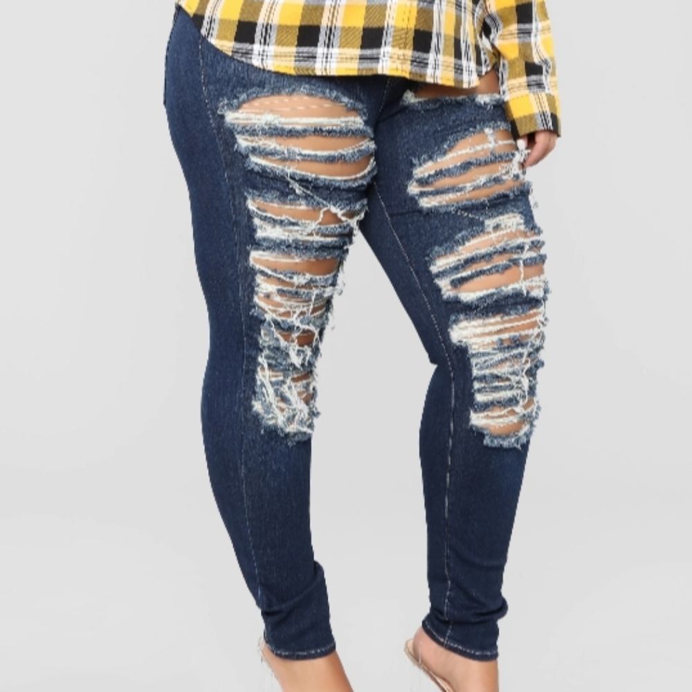 On The Level High Rise Distressed Jeans